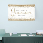 Glam Gold Glitzer Name Welcome Quinceañera Banner (Messeveranstaltung)