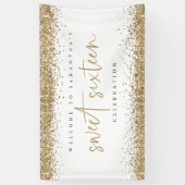 Glam Gold Glitzer Name Willkommen 16 . Geburtstag Banner (Vertikal)