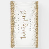 Glam Gold Glitzer Name Willkommen 21 Banner (Vertikal)