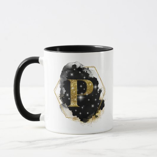 Glam Gold Glitzer P Monogram Tasse (Links)