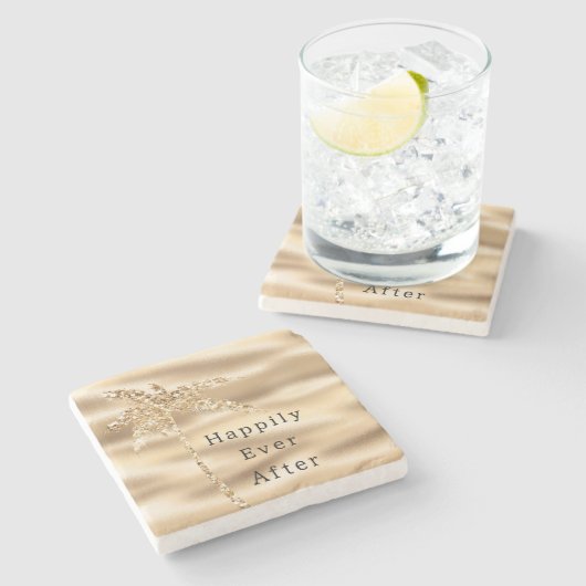 Glam Gold Glitzer Palm Tree Steinuntersetzer (Seitenansicht)