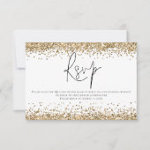 Glam Gold Glitzer QR Code Script Hochzeit RSVP Karte (Vorderseite)