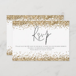 Glam Gold Glitzer QR Code Script Hochzeit RSVP Karte