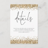 Glam Gold Glitzer QR Code Skriptdetails Hochzeitsa Begleitkarte (Vorderseite)
