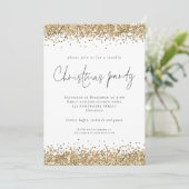 Glam Gold Glitzer Script Party Einladung (Stehend Vorderseite)