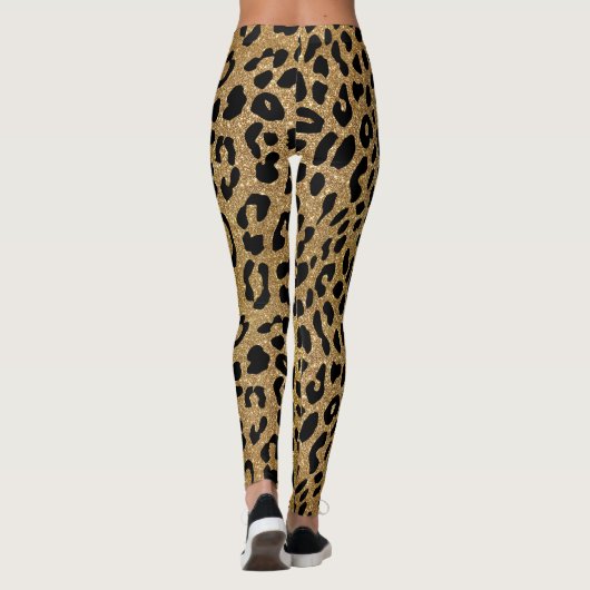 Glam Gold Glitzer Smooth Leopard Muster Leggings (Rückseite)