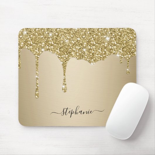 Glam Gold Glitzer Sparkle Handbriefname Benutzerde Mousepad (Mit Mouse)