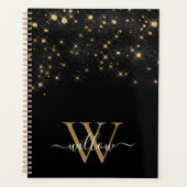 Glam Gold Glitzer Sparkling Elegante Luxe Monogram Planer (Vorderseite)