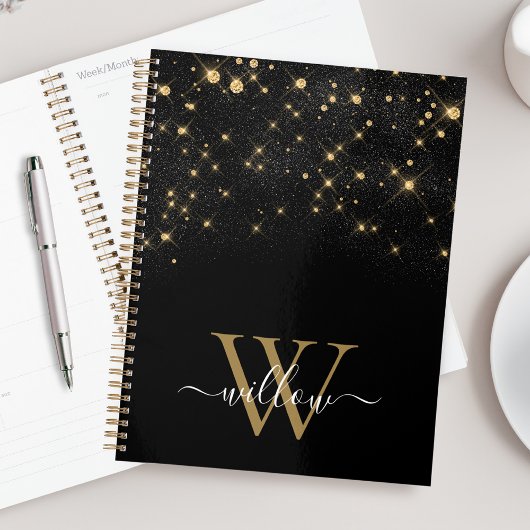 Glam Gold Glitzer Sparkling Elegante Luxe Monogram Planer