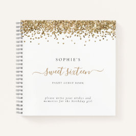 Glam Gold Glitzer Sweet 16 Alternate Guest Book Notizblock