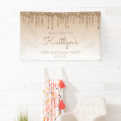 Glam Gold Glitzer Tropfen 16. Geburtstagsparty Banner (Insitu)
