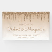 Glam Gold Glitzer Tropfen 50 Jahre Party Banner (Horizontal)
