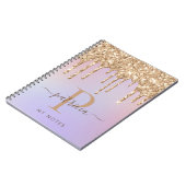Glam Gold Glitzer Tropfen Elegantes Monogram Noteb Notizblock (Linke Seite)