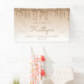 Glam Gold Glitzer Tropfen Sweet 16 Party Banner (Insitu)