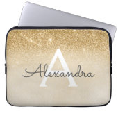 Glam Gold Glitzer und Sparkle Chic Mit Monogramm Laptopschutzhülle (Vorderseite)