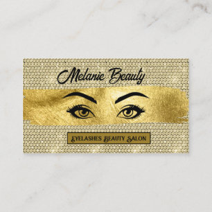 Glam Gold Glitzer Vintage Luxus Wimpern Visitenkarte