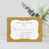 Glam Gold Glitzer Wedding RSVP Card (Stehend Vorderseite)