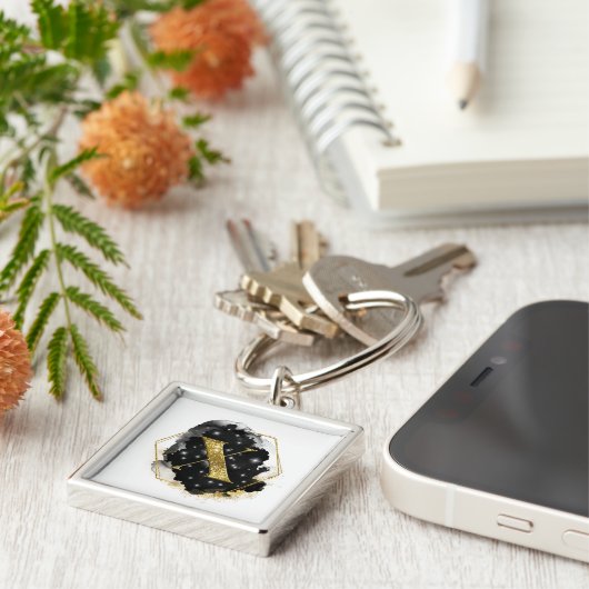 Glam Gold Glitzer X Monogram Schlüsselanhänger (Seite)