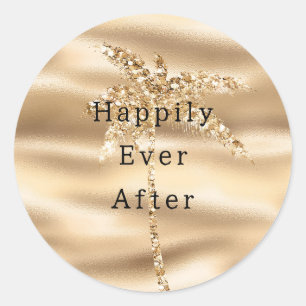 Glam Gold Glitzerpalme Runder Aufkleber
