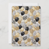 Glam Gold Glitzy Glitter Silver Balloons Birthday Einladung (Rückseite)