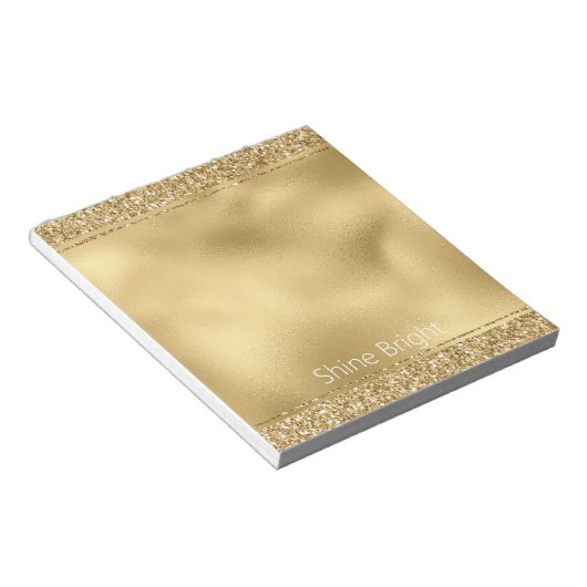 Glam Gold Glitzy Glitzer Notizblock (angewinkelt)