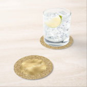 Glam Gold Glitzy Glitzer      Runder Pappuntersetzer (Vor Ort)