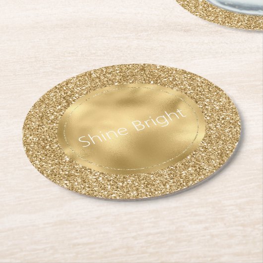 Glam Gold Glitzy Glitzer      Runder Pappuntersetzer (Angewinkelt)