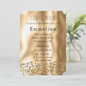 Glam Gold Glitzy Leopard Einladung (Stehend Vorderseite)