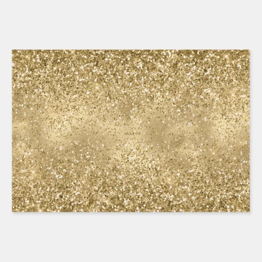 Glam Gold Glitzy Sparkle Glitzer Geschenkpapier Set (Vorderseite 3)