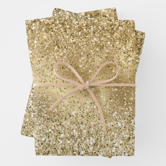 Glam Gold Glitzy Sparkle Glitzer Geschenkpapier Set (Beispiel)