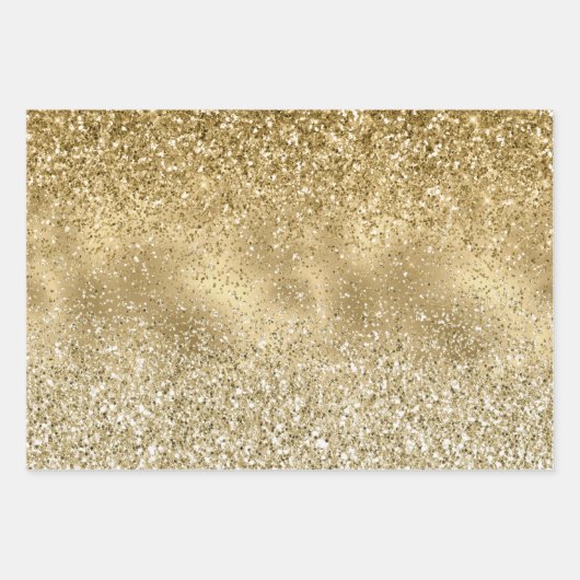 Glam Gold Glitzy Sparkle Glitzer Geschenkpapier Set (Vorderseite)
