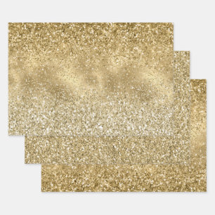 Glam Gold Glitzy Sparkle Glitzer    Geschenkpapier Set