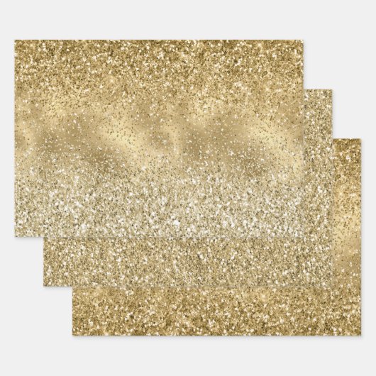 Glam Gold Glitzy Sparkle Glitzer Geschenkpapier Set (Set)