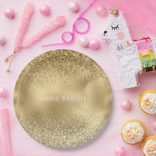 Glam Gold Glitzy Sparkle Glitzer Pappteller (Party)