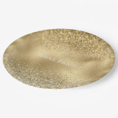 Glam Gold Glitzy Sparkle Glitzer Pappteller (Schrägansicht)