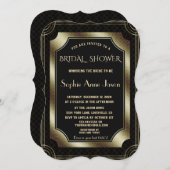 Glam Gold Great Gatsby Art Deco 20er Brautparty Einladung (Vorne/Hinten)