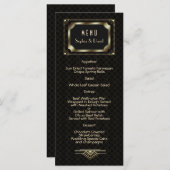 Glam Gold Great Gatsby Art Deco 20s Wedding Menu Menükarte (Vorne/Hinten)