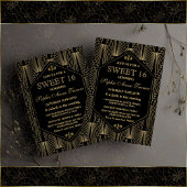 Glam Gold Great Gatsby Art Deco Sweet 16 Party Einladung