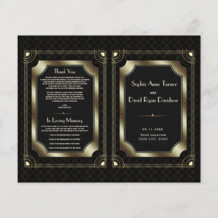 Glam Gold Great Gatsby Art Deco Wedding Programm
