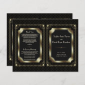 Glam Gold Great Gatsby Art Deco Wedding Programm (Vorne/Hinten)