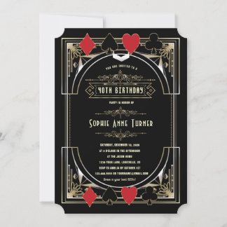 Glam Gold Great Gatsby Casino Night 50 Geburtstag Einladung