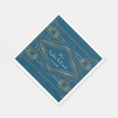 Glam Gold Great Gatsby Ocean Blue Wedding Serviette (Ecke)