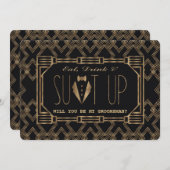 Glam Gold Great Gatsby WILL DU MEIN TRAUZEUGE SEIN Einladung (Vorne/Hinten)