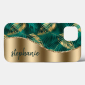 Glam Gold Green Tropical Foliage Case-Mate iPhone Hülle (Rückseite (Horizontal))