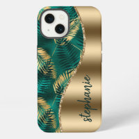 Glam Gold Grün Tropicales Blattmuster Name