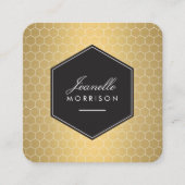 Glam Gold Honeycomb Muster Quadratische Visitenkarte (Vorderseite)