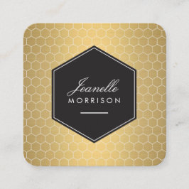 Glam Gold Honeycomb Muster Quadratische Visitenkarte