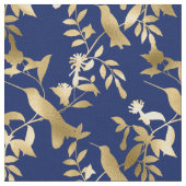 Glam Gold Hummingbirds Navy Blue Graphic Stoff (Nahaufnahme)