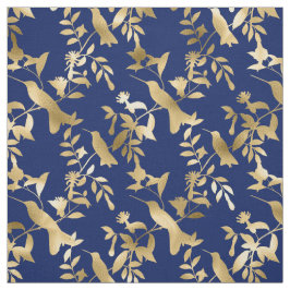 Glam Gold Hummingbirds Navy Blue Graphic Stoff