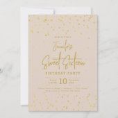 Glam Gold Imitats Foil Dots Sweet 16 Champagne Einladung (Vorderseite)